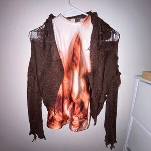 girls contemporary biketard with distressed cardigan